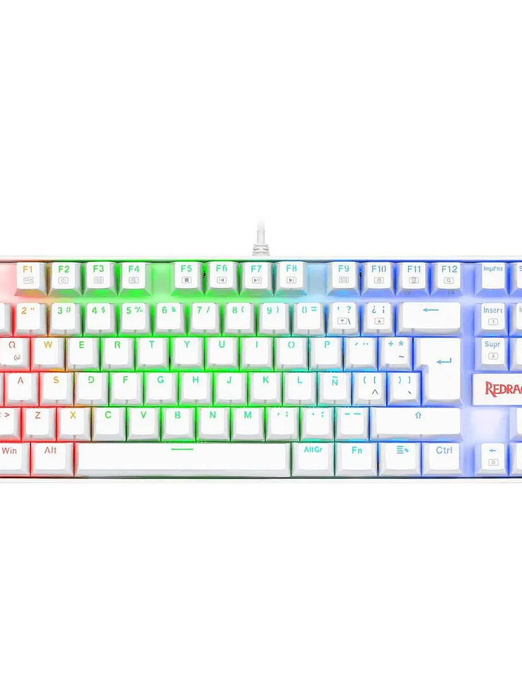Redragon Kumara K552W-KR White Teclado Mecánico Gamer TKL con Switches Rojos y Retroiluminación Rainbow 2