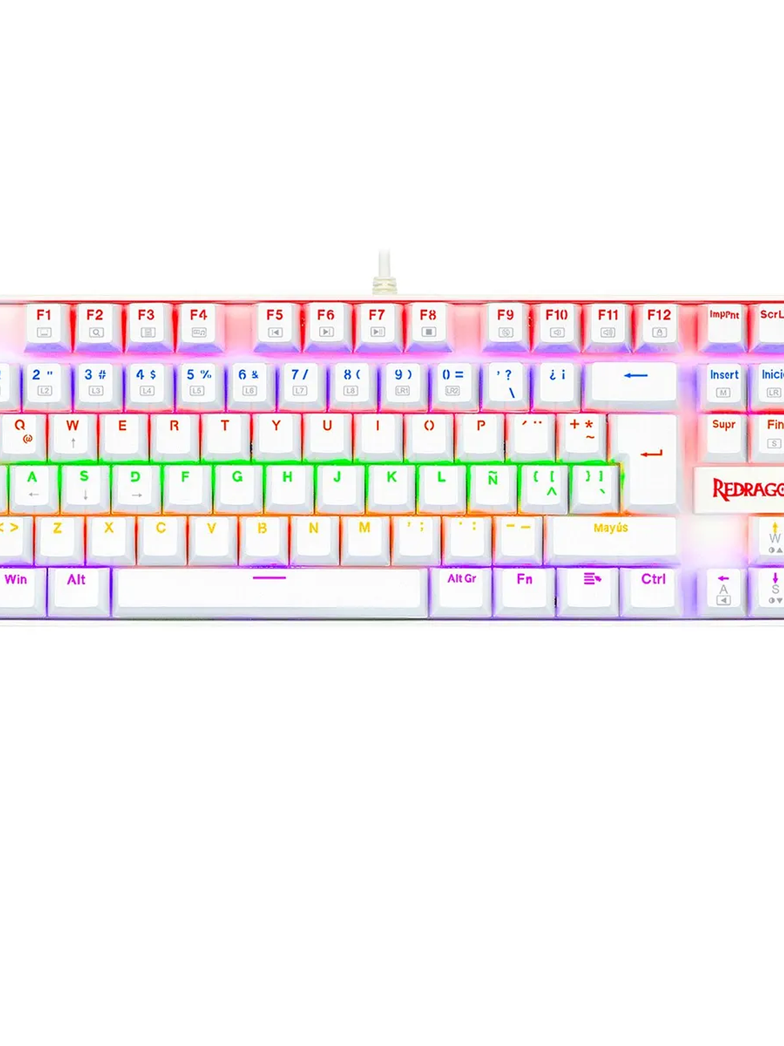 Redragon Kumara K552W-KR White Teclado Mecánico Gamer TKL con Switches Rojos y Retroiluminación Rainbow 1