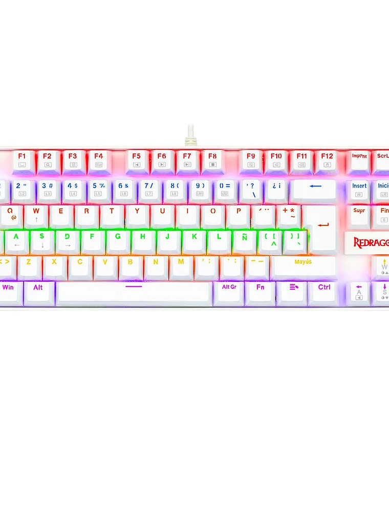 Redragon Kumara K552W-KR White Teclado Mecánico Gamer TKL con Switches Rojos y Retroiluminación Rainbow 1