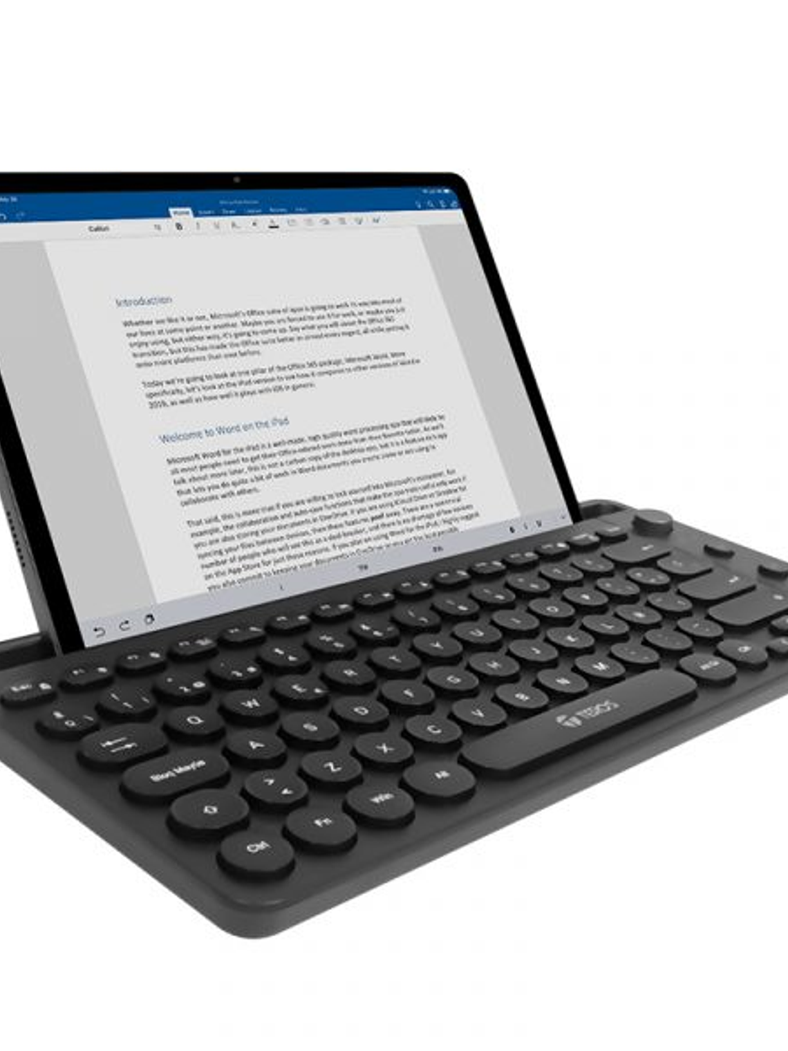 Teclado Inalámbrico TEROS TE-4064N 2.4GHz + Bluetooth 5.2, 80 Teclas en Español, Perilla Multimedia – Negro 1