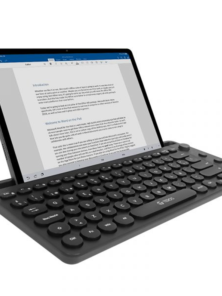 Teclado Inalámbrico TEROS TE-4064N 2.4GHz + Bluetooth 5.2, 80 Teclas en Español, Perilla Multimedia – Negro 1