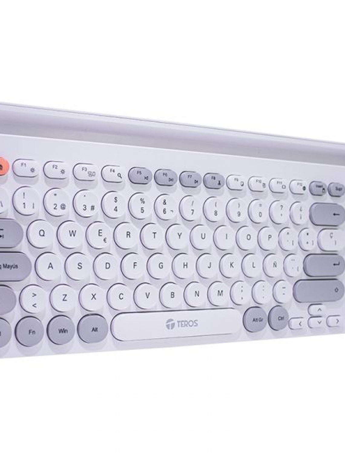 Teclado Inalámbrico TEROS TE-4070S Blanco 2.4GHz + Bluetooth 5.2, 80 Teclas Español con Perilla Multimedia 2