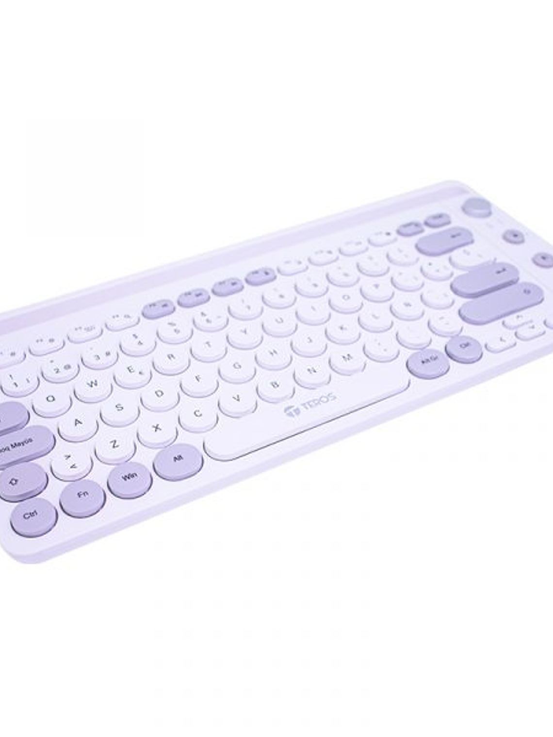 Teclado Inalámbrico TEROS TE-4070S Blanco 2.4GHz + Bluetooth 5.2, 80 Teclas Español con Perilla Multimedia 3
