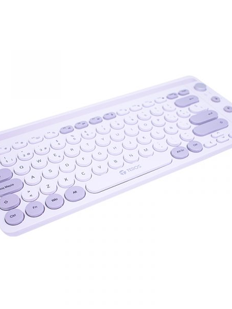 Teclado Inalámbrico TEROS TE-4070S Blanco 2.4GHz + Bluetooth 5.2, 80 Teclas Español con Perilla Multimedia 3