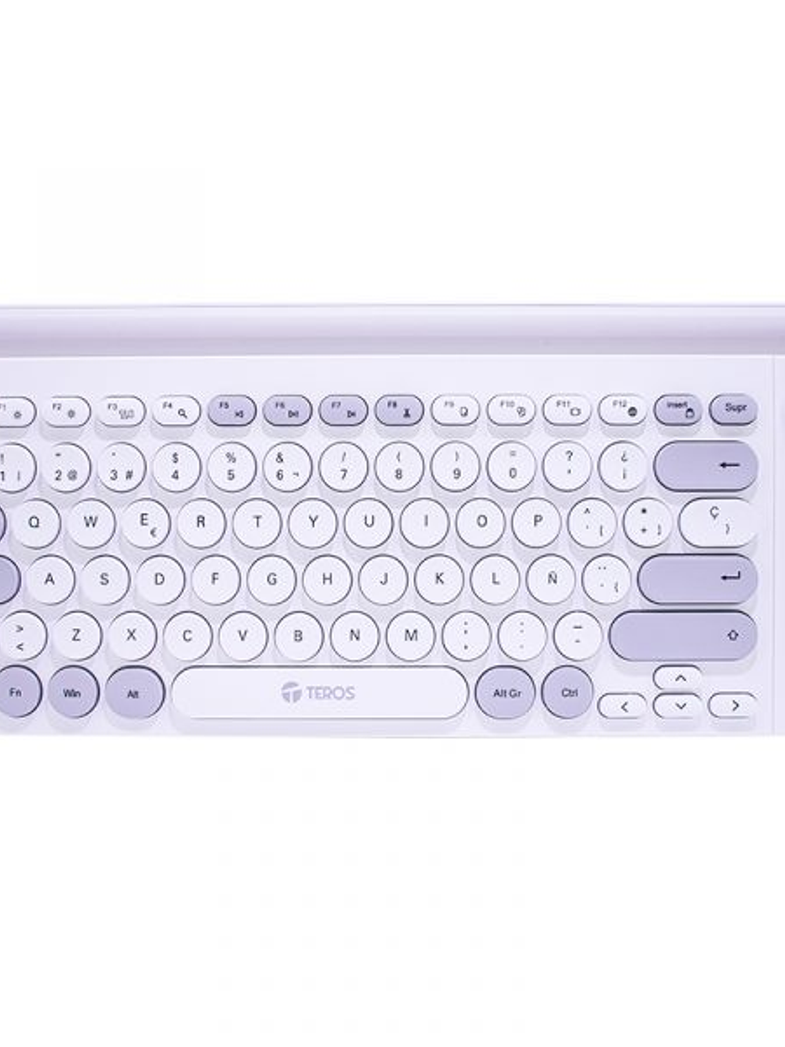Teclado Inalámbrico TEROS TE-4070S Blanco 2.4GHz + Bluetooth 5.2, 80 Teclas Español con Perilla Multimedia 1