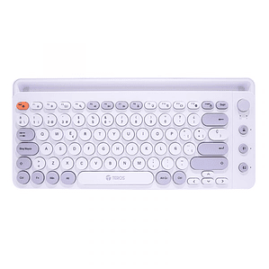 Teclado Inalámbrico TEROS TE-4070S Blanco 2.4GHz + Bluetooth 5.2, 80 Teclas Español con Perilla Multimedia