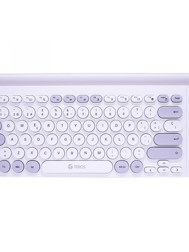 Teclado Inalámbrico TEROS TE-4070S Blanco 2.4GHz + Bluetooth 5.2, 80 Teclas Español con Perilla Multimedia 1
