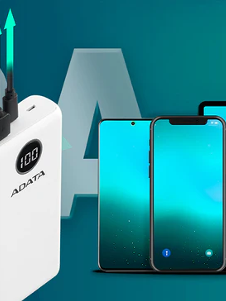 Batería Portátil ADATA P20000QCD 20000mAh Power Bank 18W Carga Rápida USB-C PD QC 3.0 3