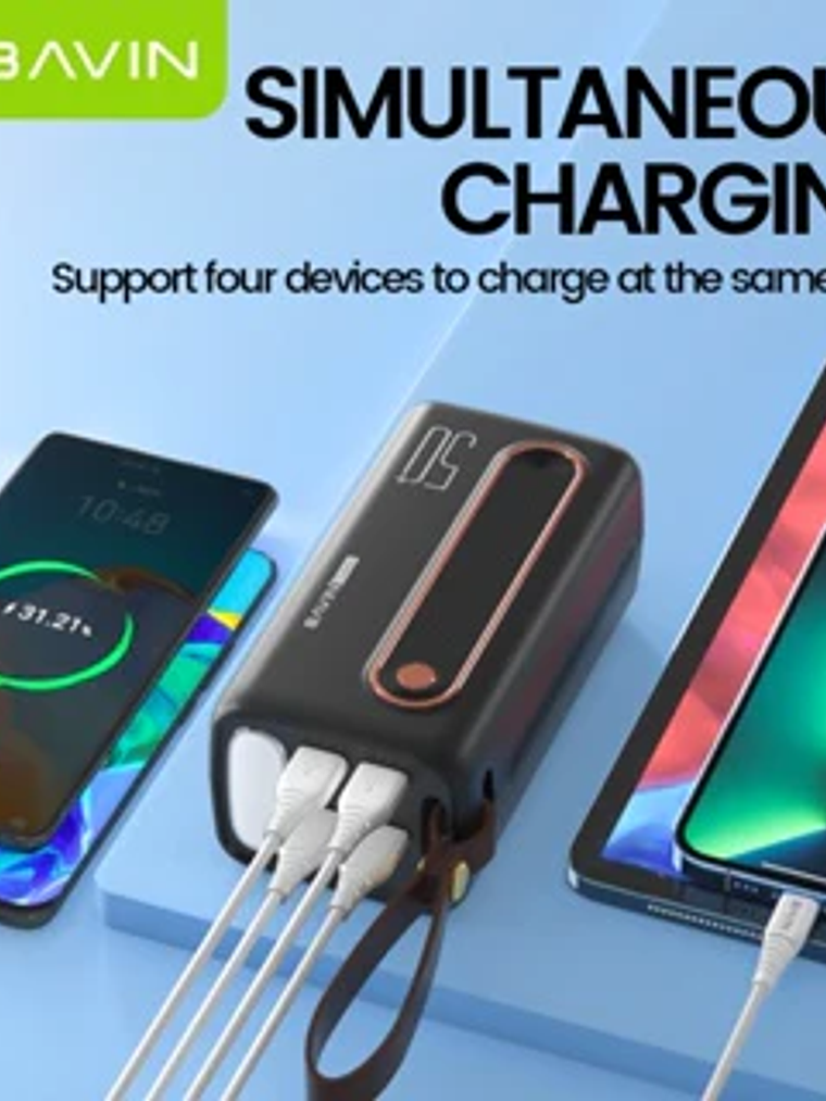 Batería Portátil BAVIN PC066 50000mAh Power Bank 50000mAh con 4 USB, Linterna LED y Carga Rápida 3