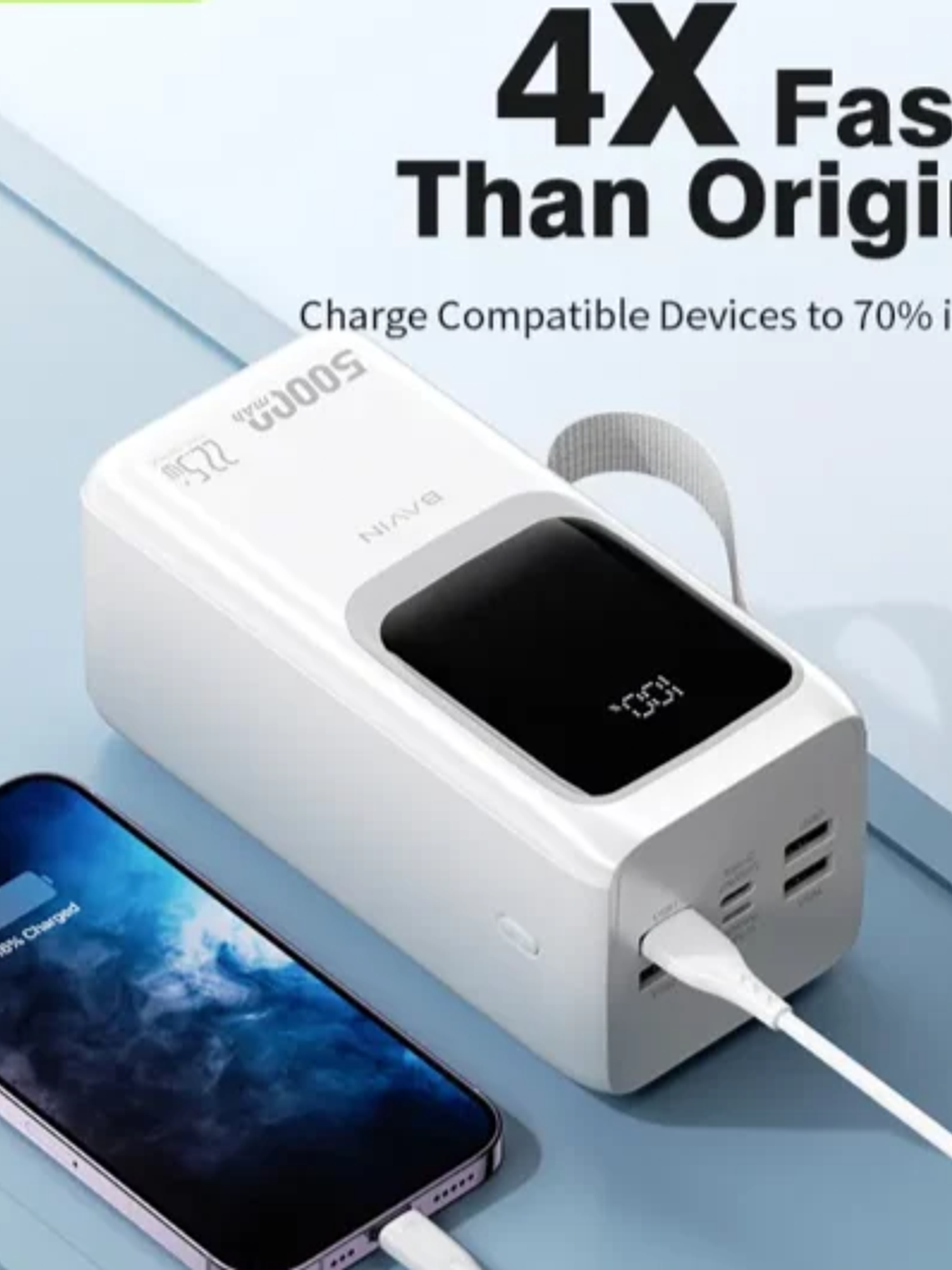 Batería Portátil BAVIN PC1032S 50000mAh 22.5W Power Bank Carga Rápida con 4 USB y Doble Type-C 3