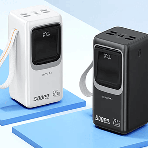 Batería Portátil BAVIN PC1032S 50000mAh 22.5W Power Bank Carga Rápida con 4 USB y Doble Type-C