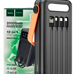 Power Bank HOCO de 30000mAh DB33 con Linterna LED y Pantalla Digital – Carga Rápida y Máxima Autonomía