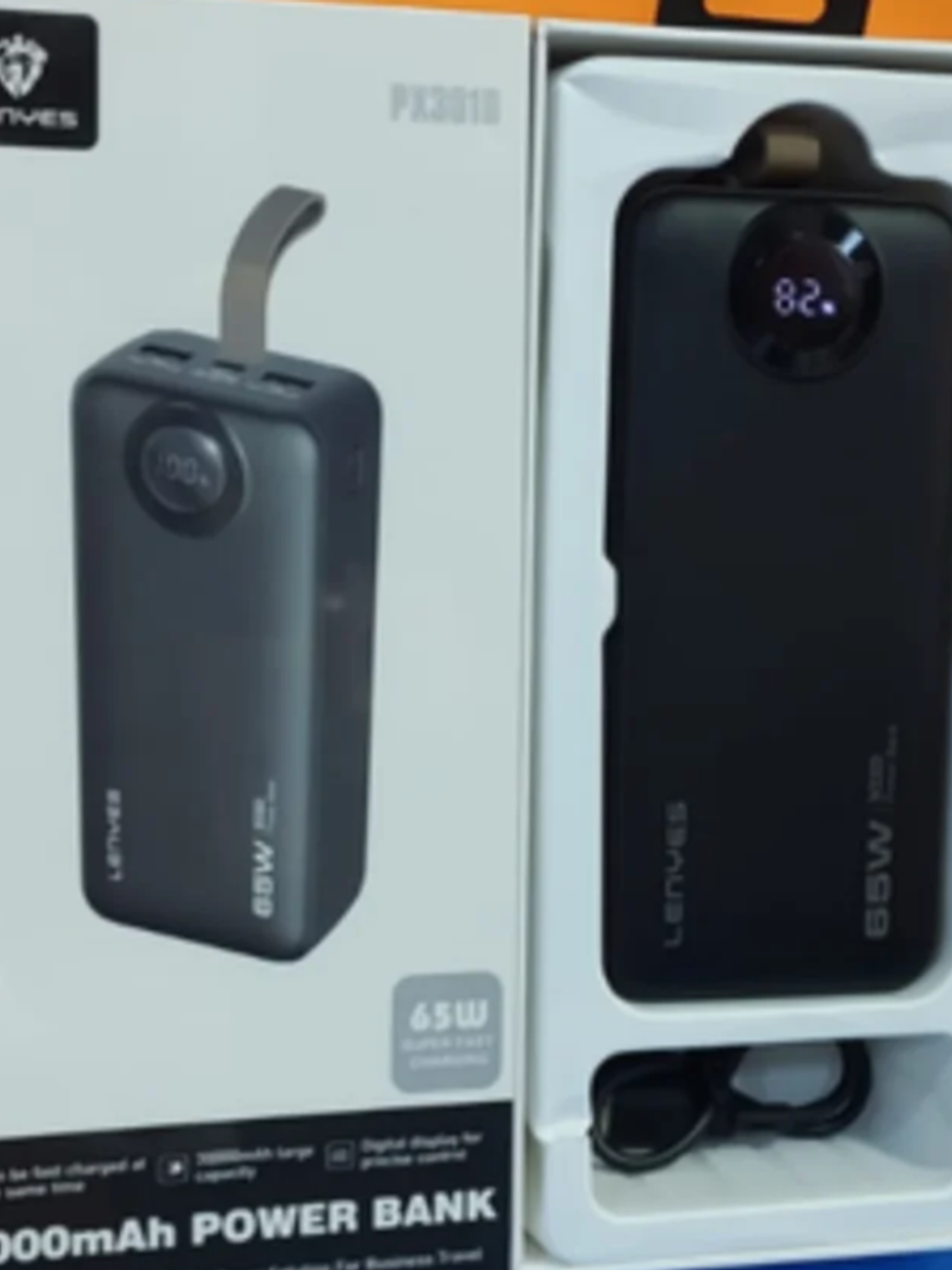 Power Bank Lenyes PX301 30000mAh 65W Carga Rápida para Laptop con Pantalla Digital USB-C 1