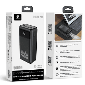Power Bank Lenyes PX591 Pro 50,000mAh 65W – Batería Externa de Alta Potencia para Laptop, MacBook y Dispositivos Móviles