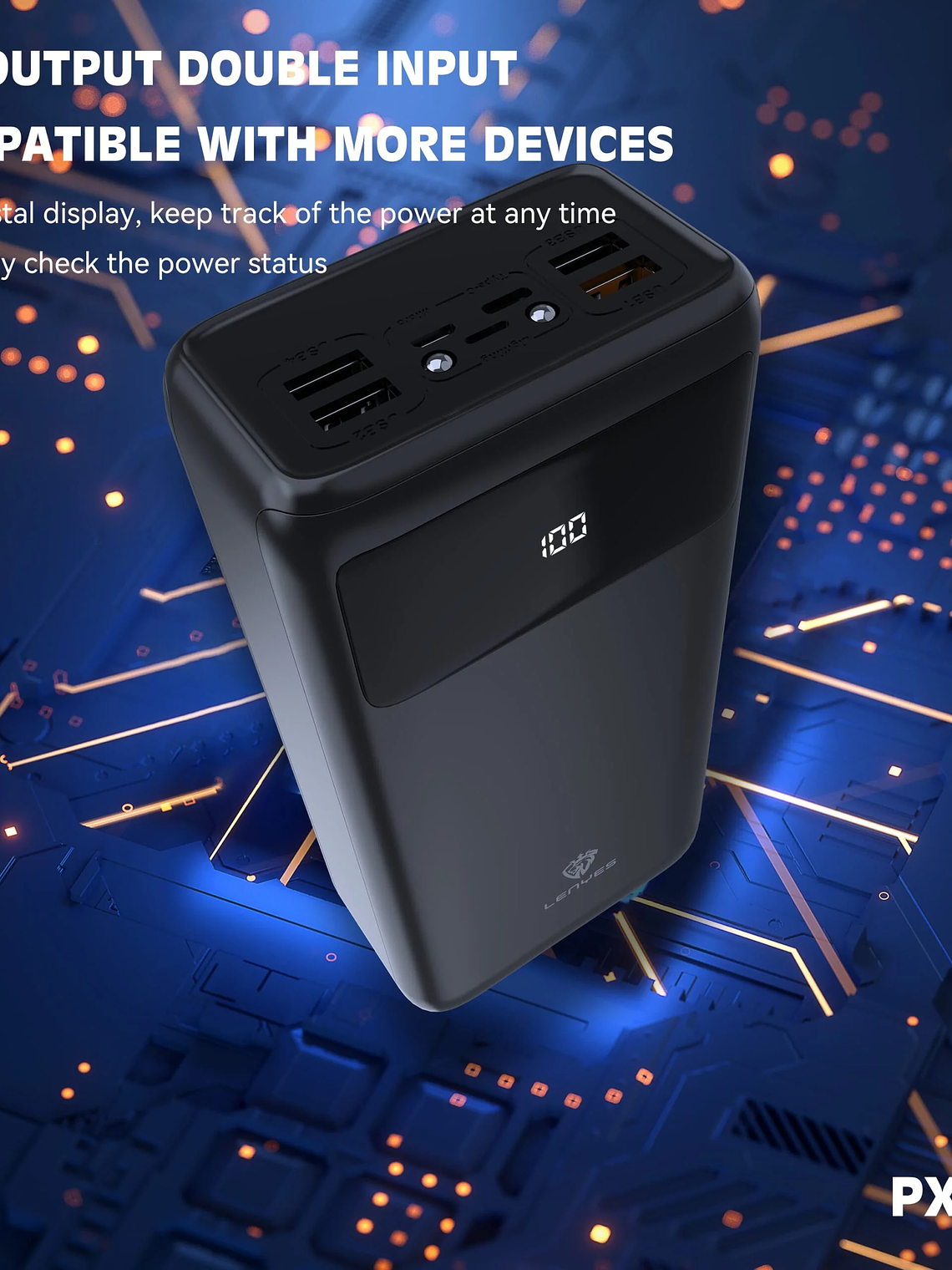 Power Bank Lenyes PX591 Pro 50,000mAh 65W – Batería Externa de Alta Potencia para Laptop, MacBook y Dispositivos Móviles 3