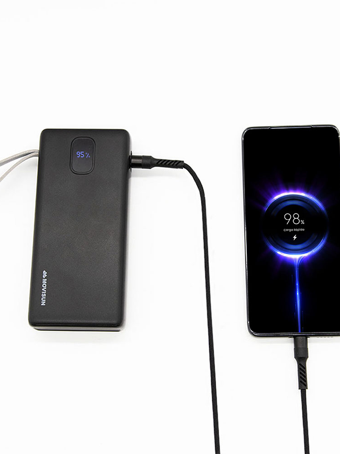 MOVISUN Rocket X22 Power Bank 20000mAh – Carga Rápida PD 20W, 2 USB + Tipo C, Pantalla LED y Linterna 3