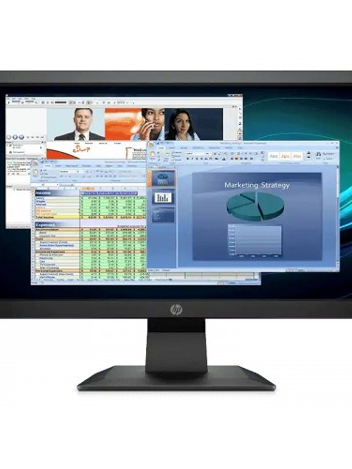 Monitor HP P204v de 19.5 Pulgadas HD+ LED, Resolución 1600×900, Panel TN 60Hz, 5ms, HDMI y VGA, Pantalla Antirreflejo para Oficina y Uso Profesional 1