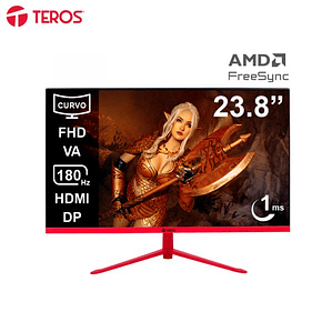 Monitor Gamer Curvo TEROS TE-2473G 23.8 Pulgadas Full HD 180Hz 1ms VA HDMI DisplayPort