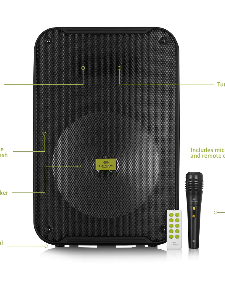 Parlante Bluetooth Flaming 12 EV 3001 Torre con Luces RGB Karaoke USB FM 3