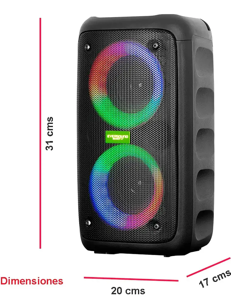 Parlante Portátil Eversound Bennett 3 EV2021 Bluetooth Karaoke Luces LED USB FM 2