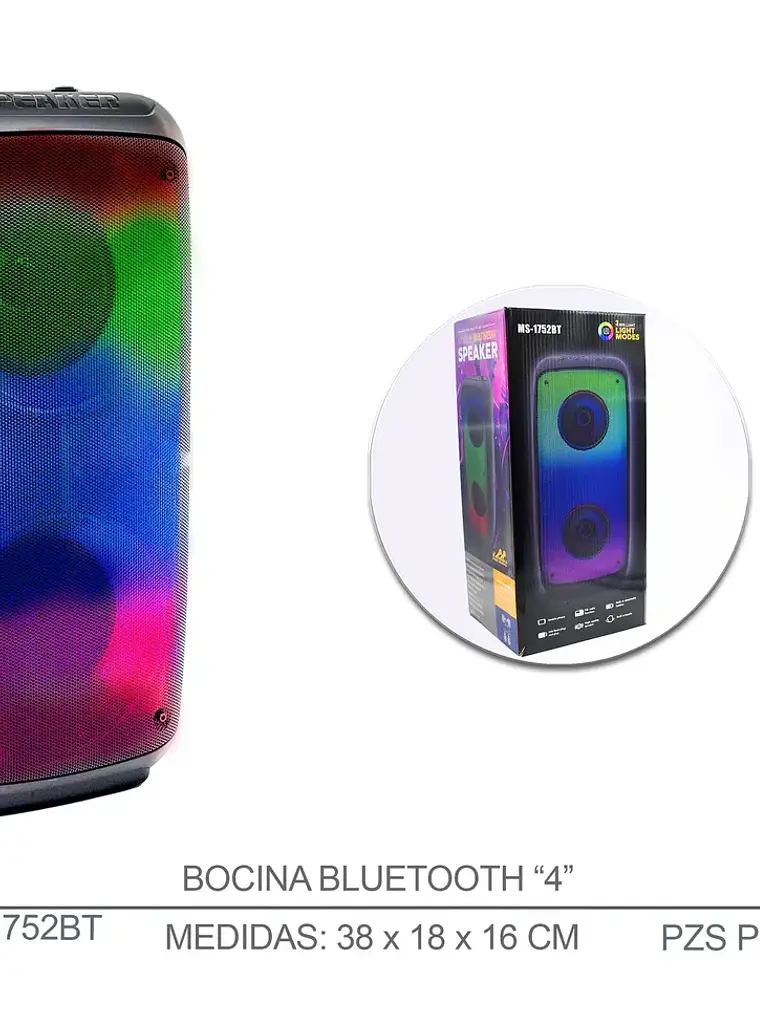 Parlante Portátil Bluetooth Inalámbrico MS-1753BT con Sonido Estéreo y Control Básico 2
