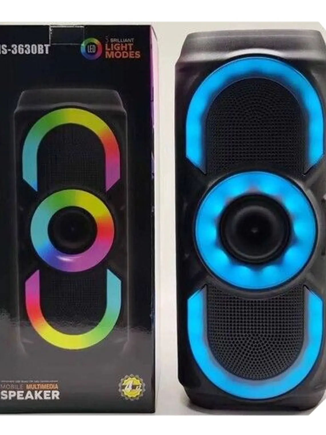 Parlante Bluetooth Speaker MS-3630BT Portátil con Luces LED Radio FM USB 2