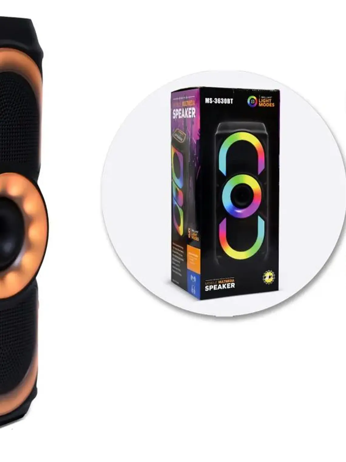Parlante Bluetooth Speaker MS-3630BT Portátil con Luces LED Radio FM USB 3