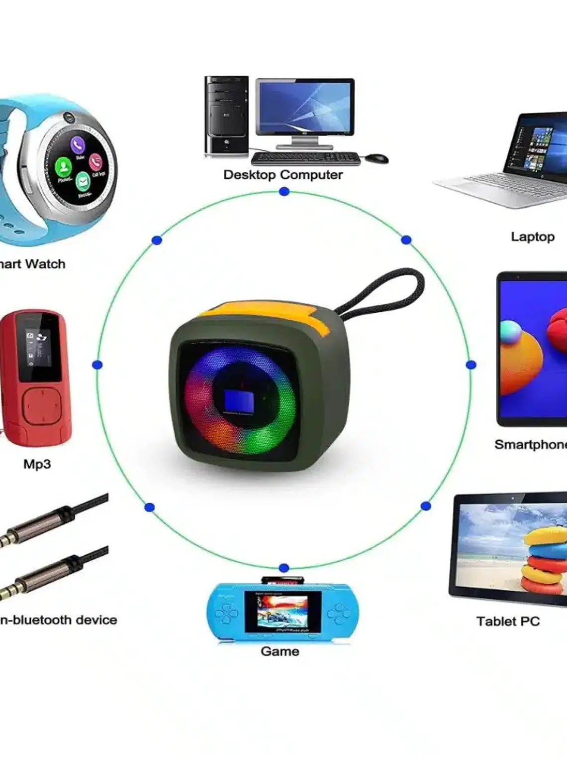 Parlante Bluetooth X-911 Portátil Recargable con Luces LED USB TWS 4