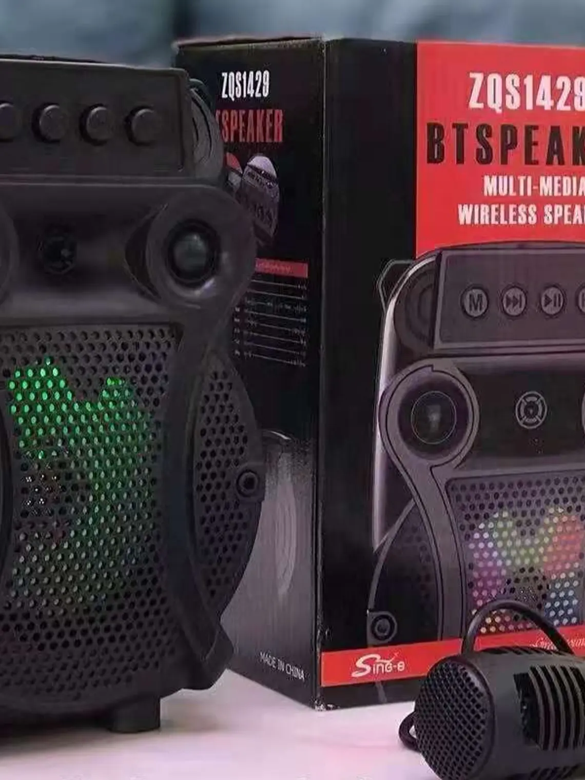 Parlante Bluetooth ZQS-1429 Portátil con Micrófono RGB Karaoke USB FM 3