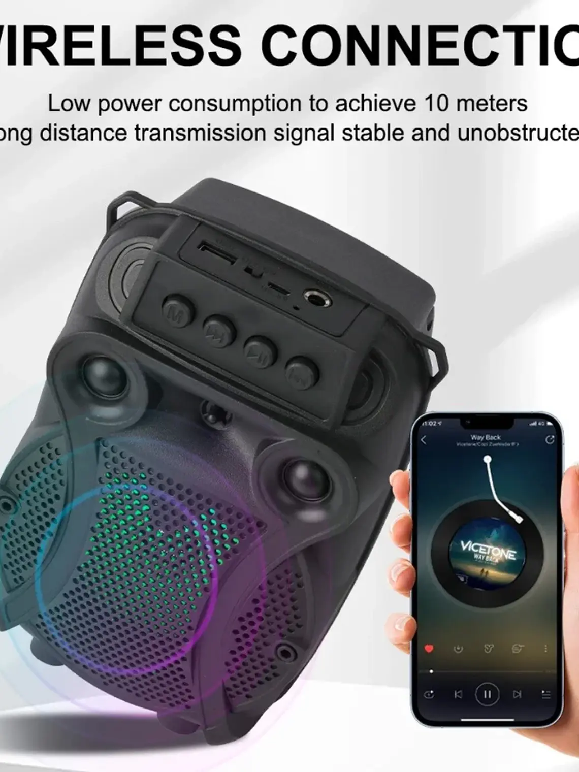 Parlante Bluetooth ZQS-1429 Portátil con Micrófono RGB Karaoke USB FM 12