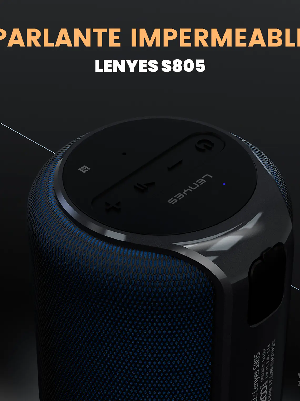 Parlante Bluetooth Portátil Lenyes S805 15W RMS Sonido 360 Grados Color Azul 5