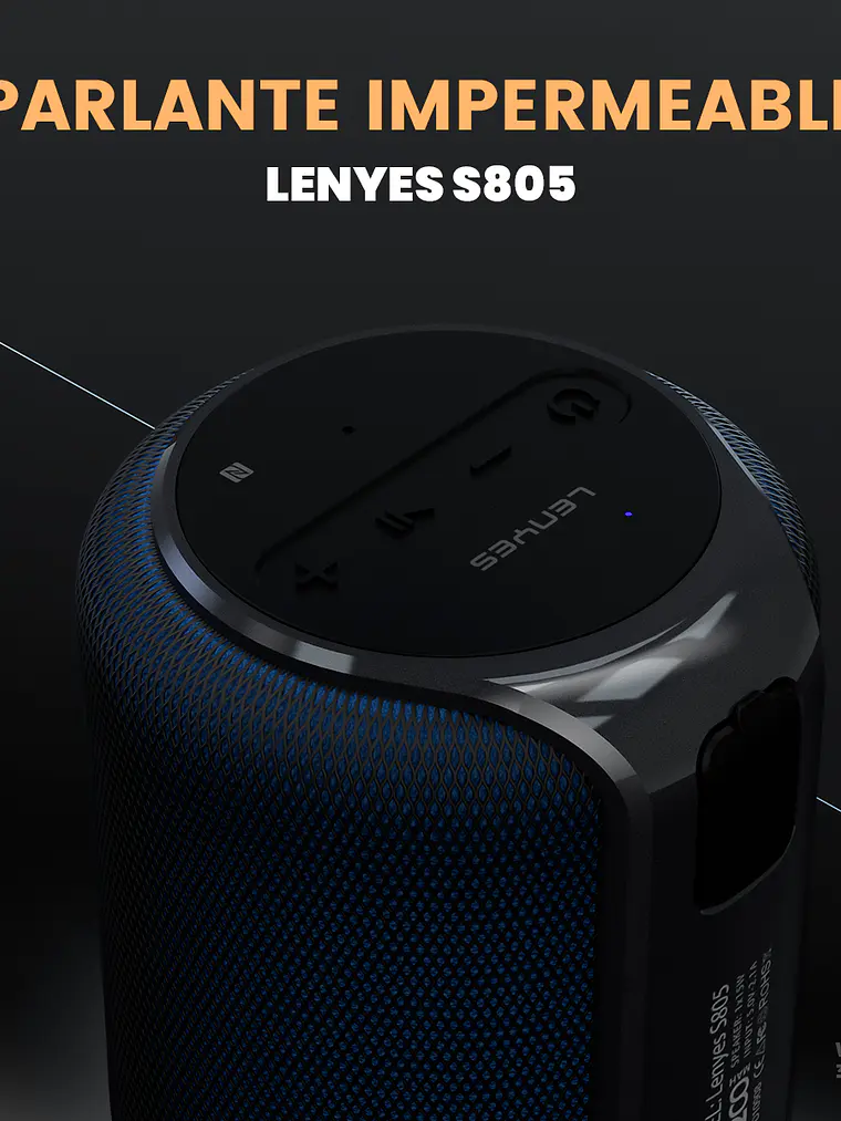 Parlante Bluetooth Portátil Lenyes S805 15W RMS Sonido 360 Grados Color Azul 5