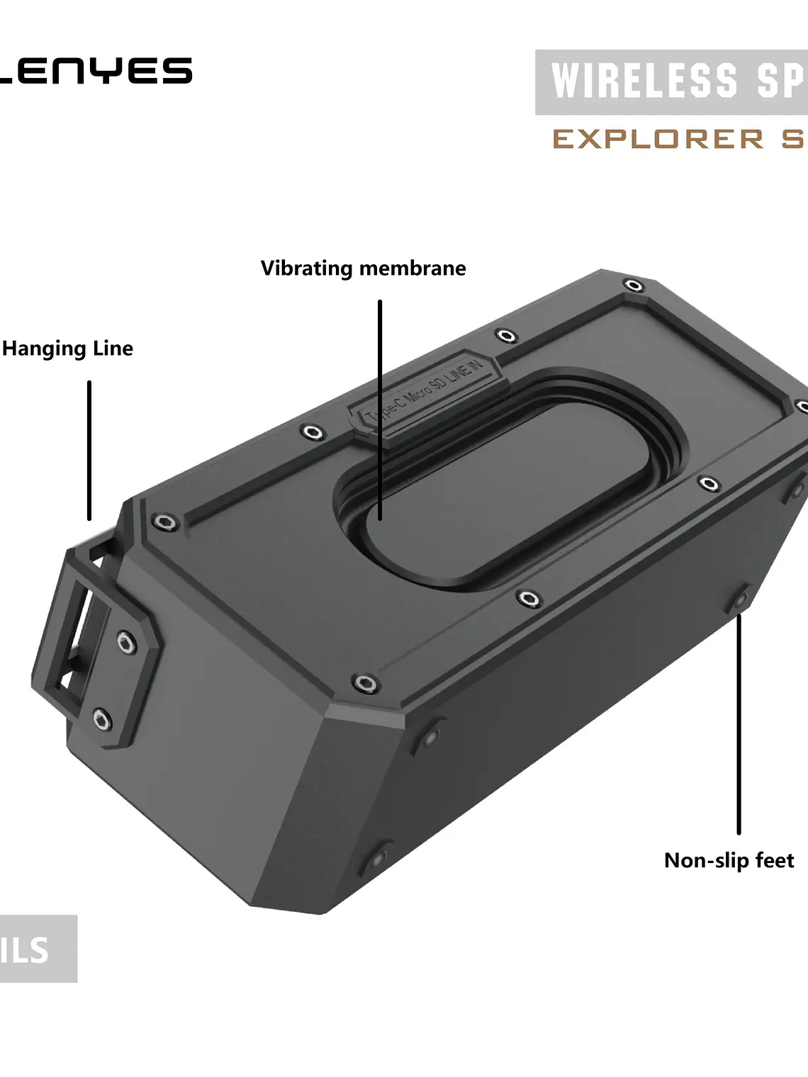Parlante Bluetooth Lenyes S108 40W RMS IPX7 Resistente al Agua con TWS DSP y Batería 5200mAh 4