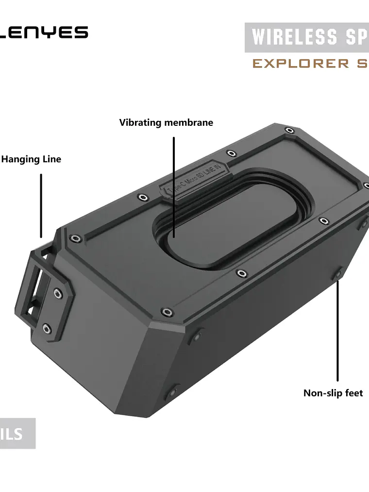 Parlante Bluetooth Lenyes S108 40W RMS IPX7 Resistente al Agua con TWS DSP y Batería 5200mAh 4
