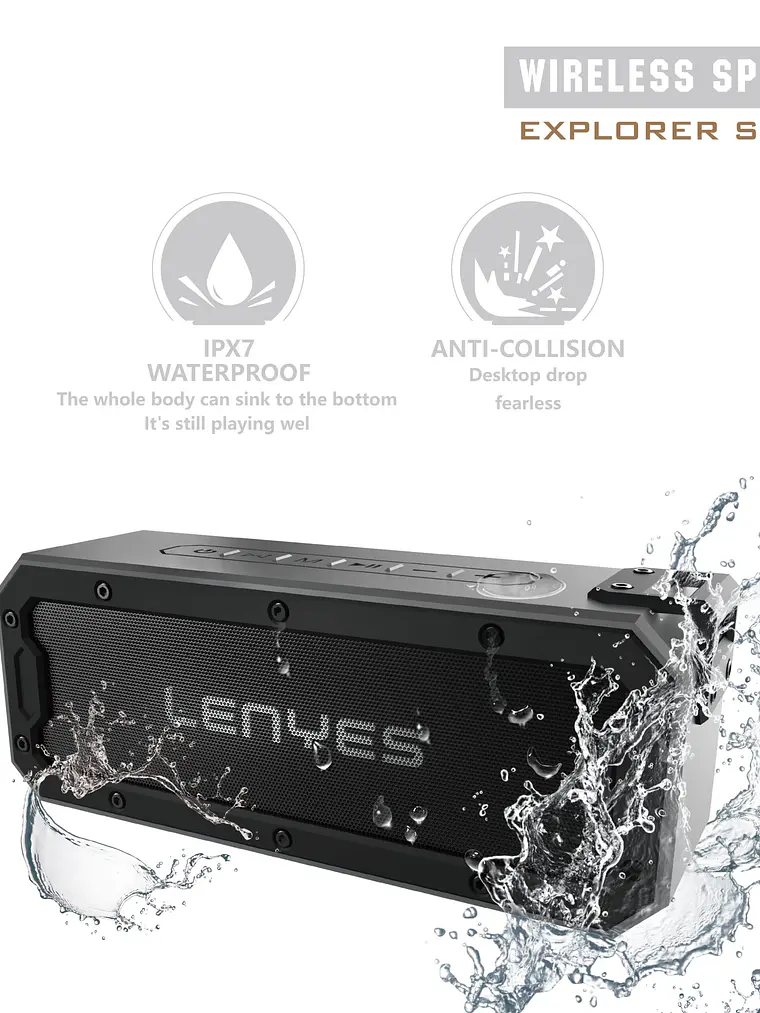 Parlante Bluetooth Lenyes S108 40W RMS IPX7 Resistente al Agua con TWS DSP y Batería 5200mAh 2