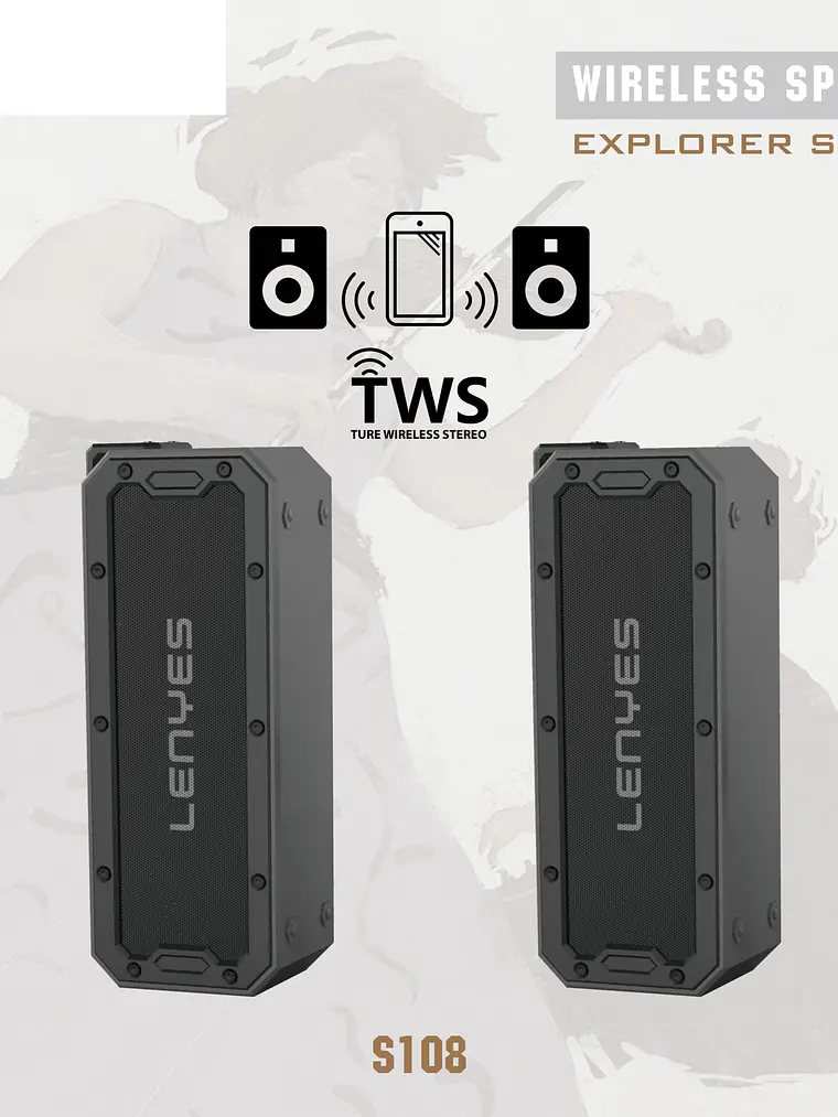 Parlante Bluetooth Lenyes S108 40W RMS IPX7 Resistente al Agua con TWS DSP y Batería 5200mAh 3