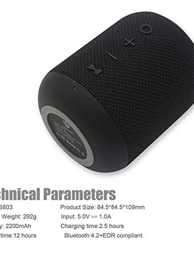 Parlante Bluetooth Lenyes S803 IPX5 Resistente al Agua con Sonido HD y 18 Horas de Batería 5