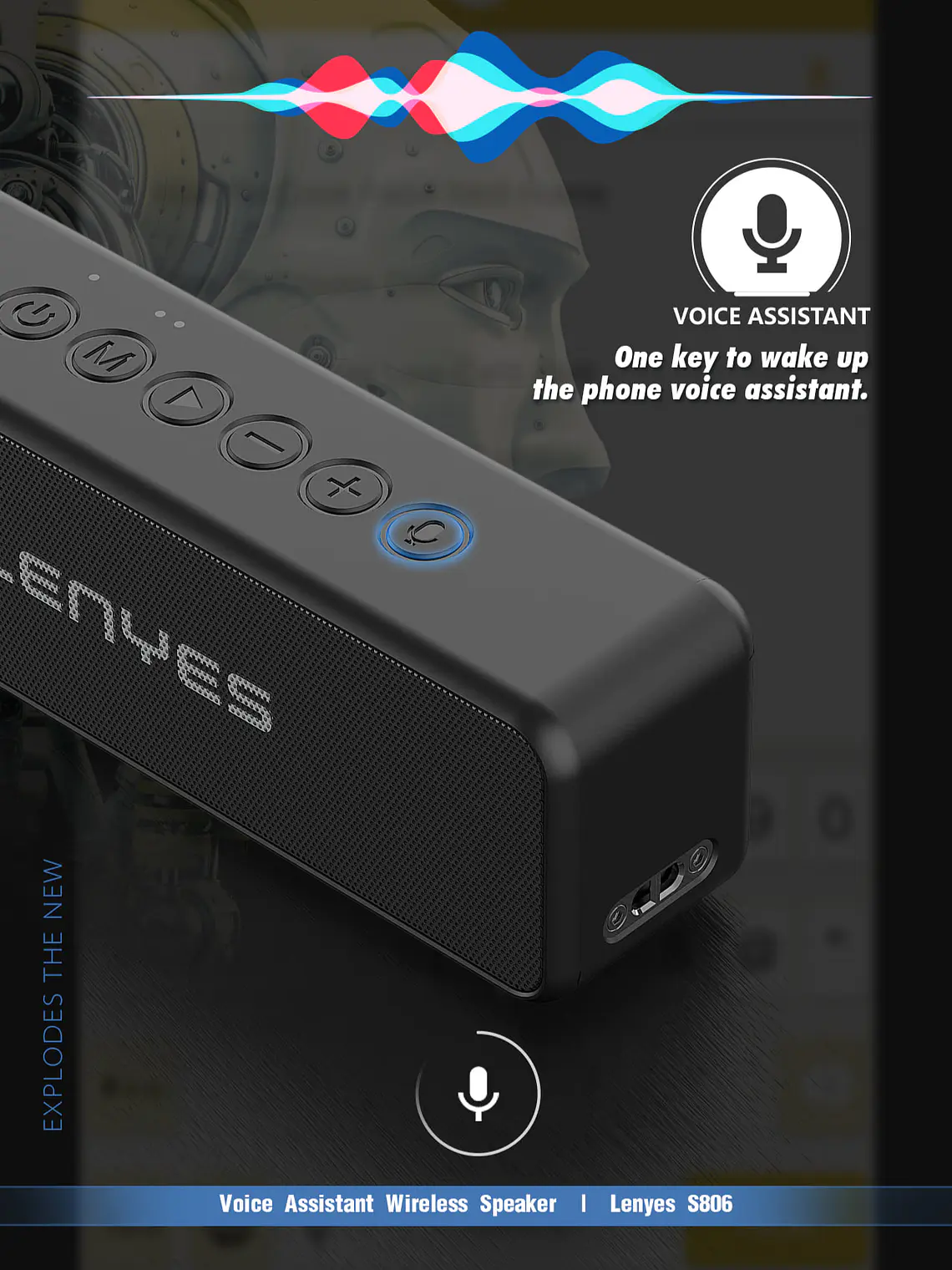 Parlante Bluetooth Lenyes S806 20W IP67 Resistente al Agua con TWS NFC y 10 Horas de Batería 8