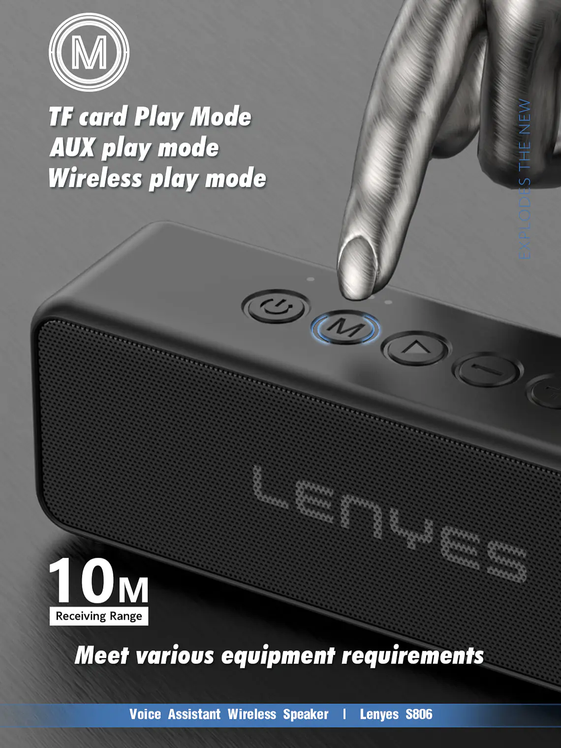 Parlante Bluetooth Lenyes S806 20W IP67 Resistente al Agua con TWS NFC y 10 Horas de Batería 9