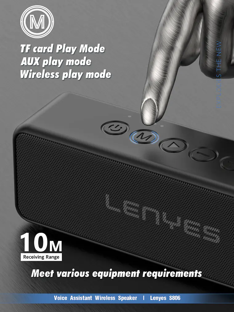 Parlante Bluetooth Lenyes S806 20W IP67 Resistente al Agua con TWS NFC y 10 Horas de Batería 9
