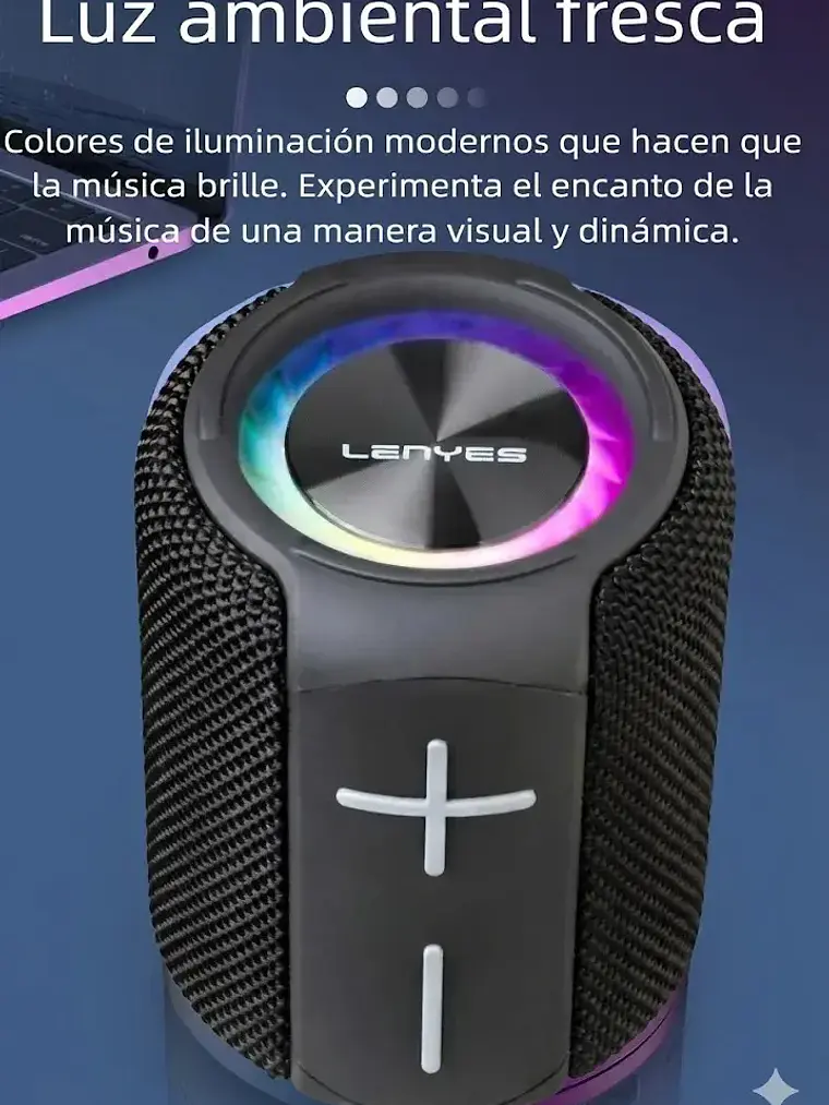 Parlante Bluetooth Portatil Lenyes S826 con Luces LED y Graves Profundos 3
