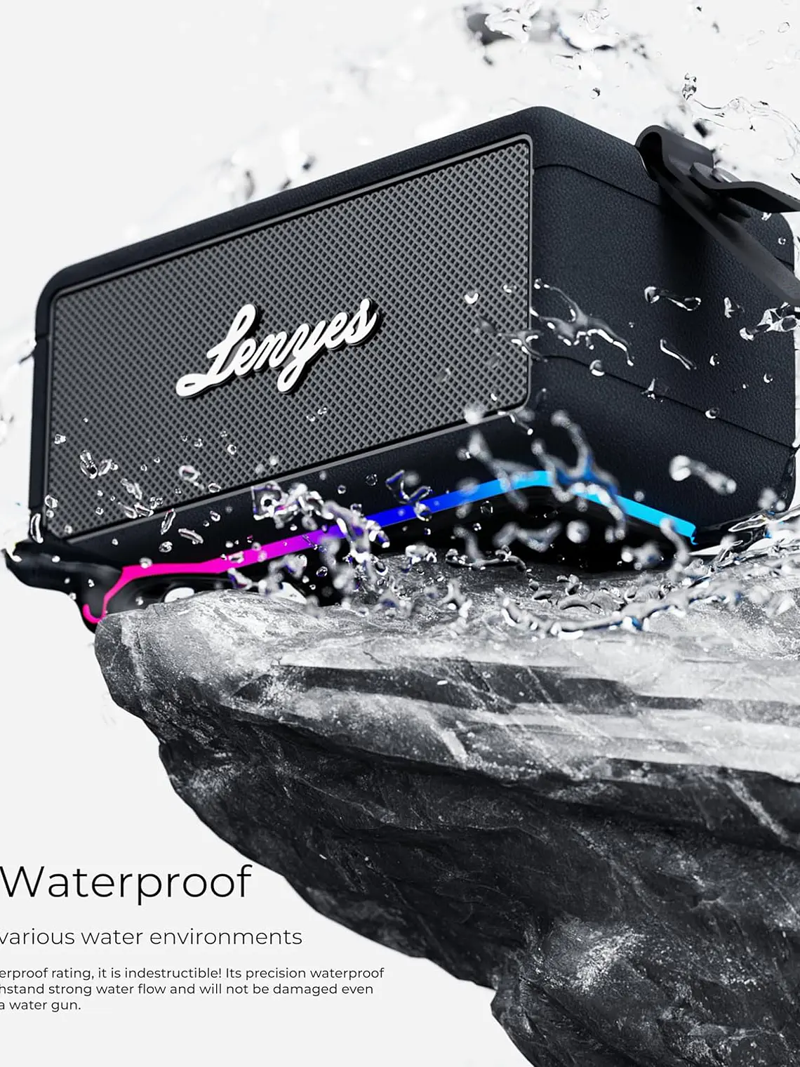 Parlante Bluetooth Lenyes S875 Portátil 40W Resistente al Agua IPX6 con Luces RGB 3
