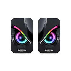 Parlantes Gamer Cybertel Exxpert CBX S301 RGB 2.0 para PC y Laptop con Conexión 3.5mm