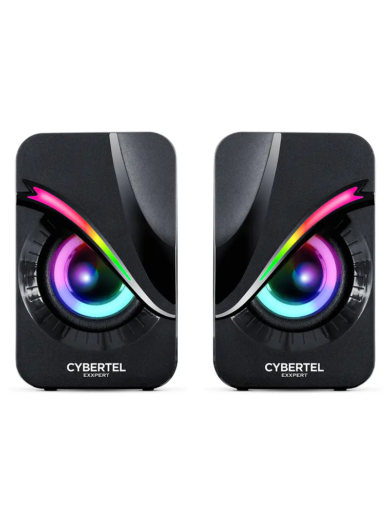 Parlantes Gamer Cybertel Exxpert CBX S301 RGB 2.0 para PC y Laptop con Conexión 3.5mm 1