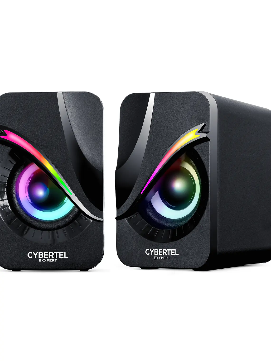 Parlantes Gamer Cybertel Exxpert CBX S301 RGB 2.0 para PC y Laptop con Conexión 3.5mm 2