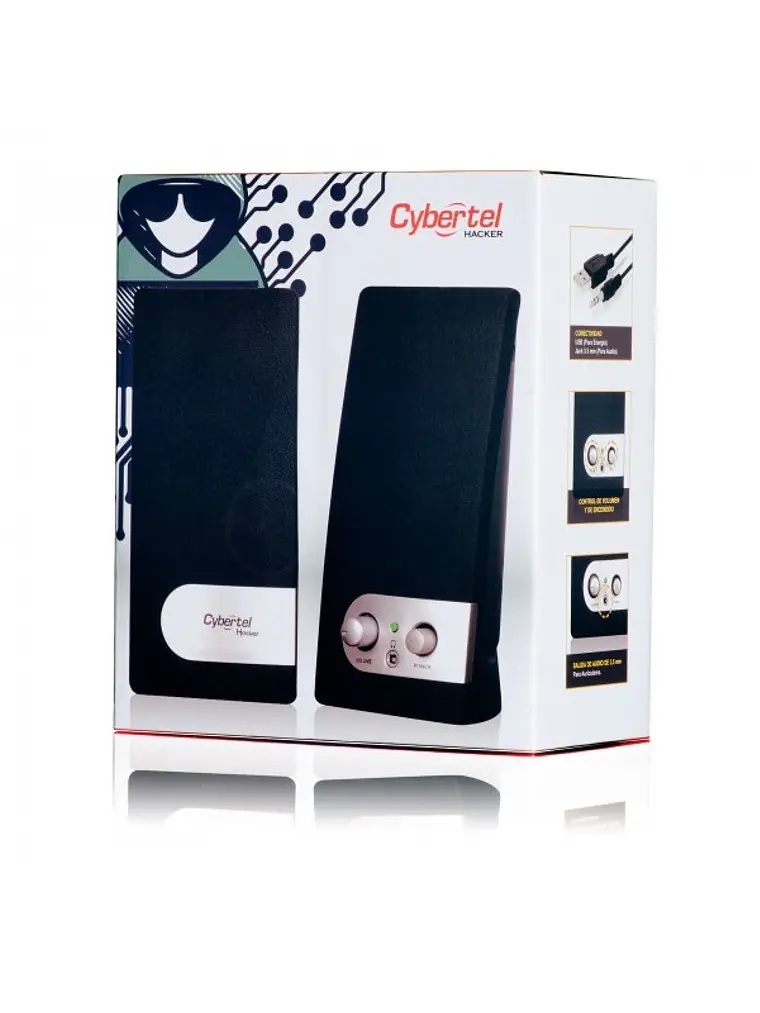 Parlante Multimedia Cybertel Hacker CYB S221 Estéreo 2.0 USB para PC y Laptop 3