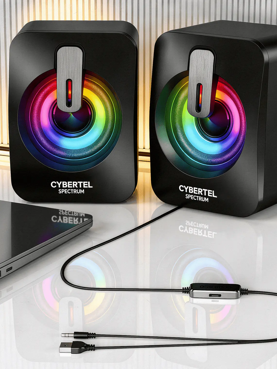 Parlantes Gamer Cybertel Spectrum CBX S303 RGB 2.0 USB Jack 3.5mm para PC y Laptop 6