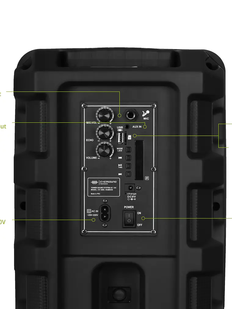 Parlante Bluetooth Ramdon EV 3008 Torre 8