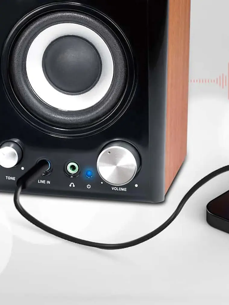 Parlante Genius SP-HF500A II de Madera Hi-Fi 16W RMS para PC, Laptop, TV y Smartphone 4