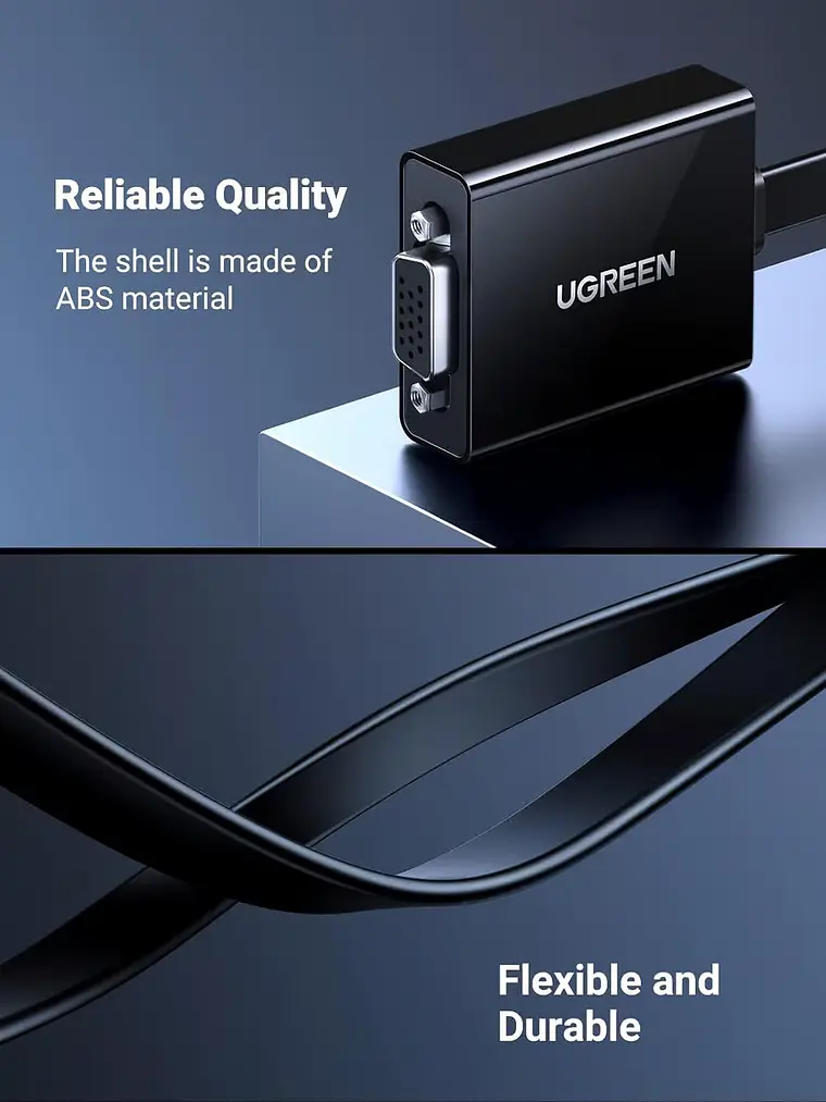 UGREEN 90813 Adaptador Convertidor HDMI a VGA Full HD 1080p 3